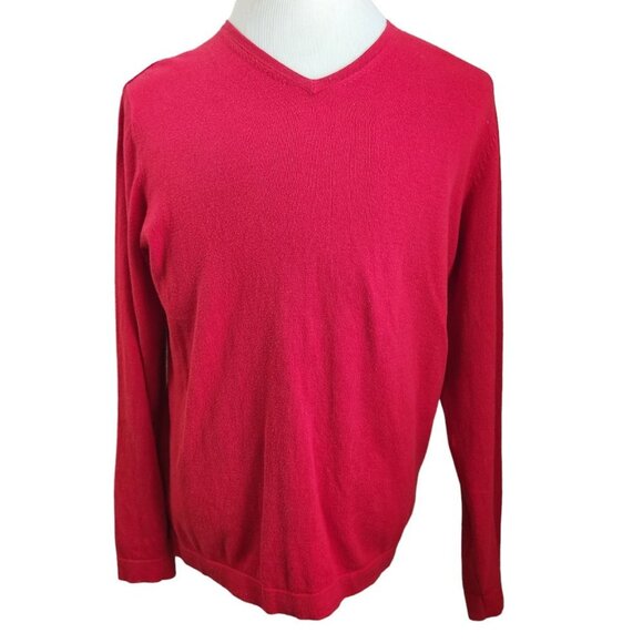 Tommy Bahama Sweater Mens M Cashmere Cotton Long‎ Sleeve Red Holiday Christmas - Picture 1 of 14